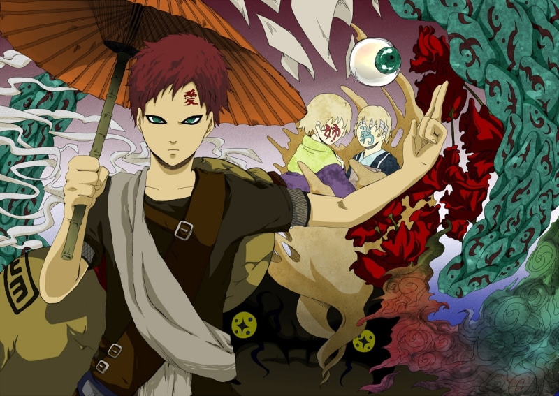 character, sabaku from gaara, naruto, 1080P, ichibi, umbrella, pran