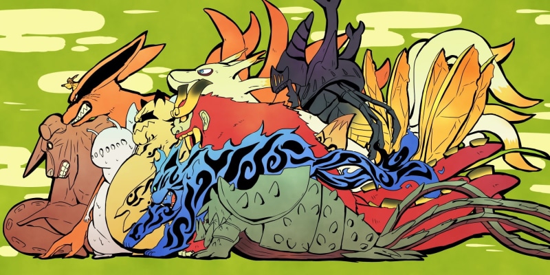 tail, orange, naruto, horns, isobu, chomei, kokuo, o96ap, uzumaki, tails, 720P, multiple, group, hair, gyuki, short, shippuden, green