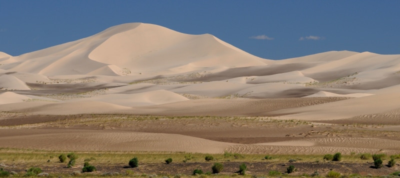 tranquility, sky, outdoors, dry, semi-arid, daytime, scenics - nature, mongolia, land, dune, desert, hot, non-urban scene, climate, environment, beauty in nature
