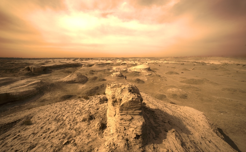 ancient ruins, beach, coastline, Sigma, sand, brown, Gansu, save, mountain, dessert, desolate, dry  rocks, area, Gobi Desert, f/2.8, photo, Chinese, sky
