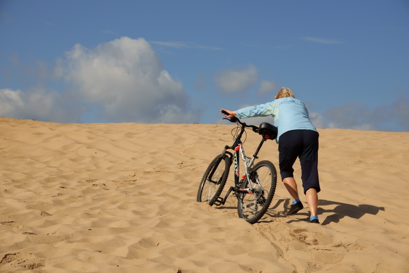 cloud - sky, horizon, casual clothing, gobi, landscape, ride, dunes, climate, one person, sky, riding, mode of transportation, 5K, sunlight, lifestyles