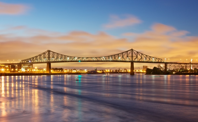 sky, jacques, illuminated, Quebec, JacquesCartier, connection, cartier, bridge - man made structure, bay, River, water, saint, Architecture, sunset, montreal