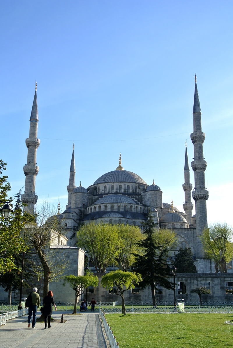 famous, nature, mosque, spirituality, blue, minaret, clear sky, day, travel destinations, plant, building, turkey, 2K, historical, travel, building exterior