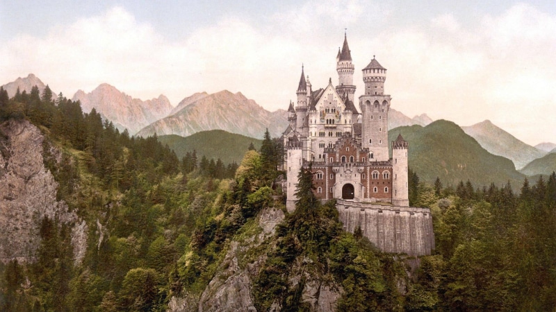religion, 1080P, Germany, brown, built structure, history, belief, gray, Neuschwanstein Castle, nature, building, building exterior, concrete, spire, plant