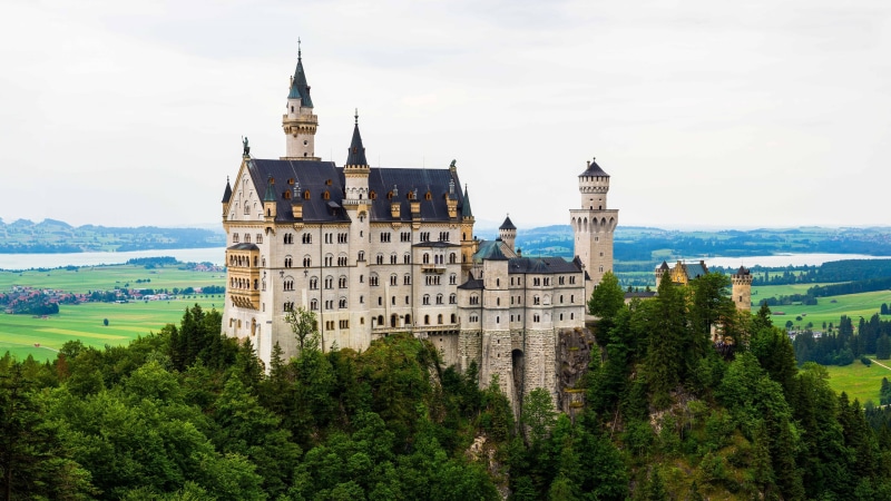 Germany, castle, water, green color, building exterior, built structure, architecture, history, day, no people, city, growth, tree, tower, travel destinations