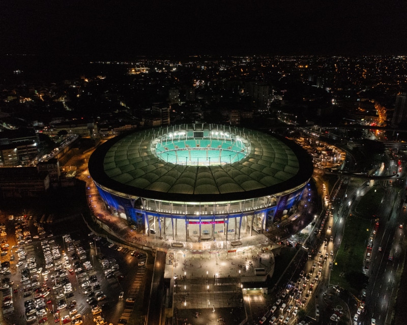 brazil, nightlife, aerial, travel, no people, travel destinations, reflection, outdoors, sport, city, built structure, night, salvador, illuminated, building