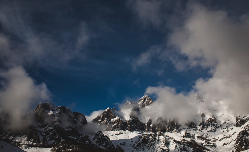 fog, mountains, sunlight, european Alps, day, geology, landscape, forest, non-urban scene, environment, spain, snow, mountain Range, snow-covered, tranquility