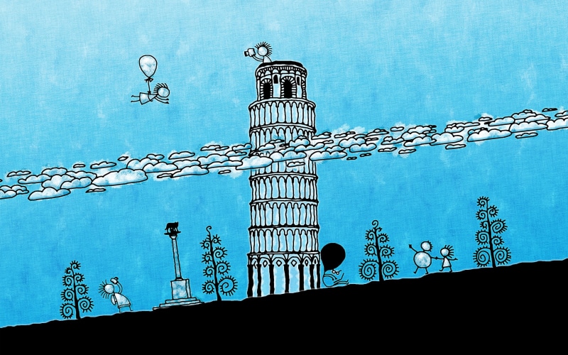 artistic, pisa, 2K, tower, fly, leaning