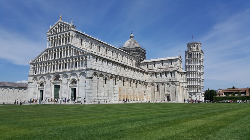 leaning tower, lawn, day, pisa, history, tourism, memorial, building exterior, the past, built structure, places of interest, travel destinations, grass