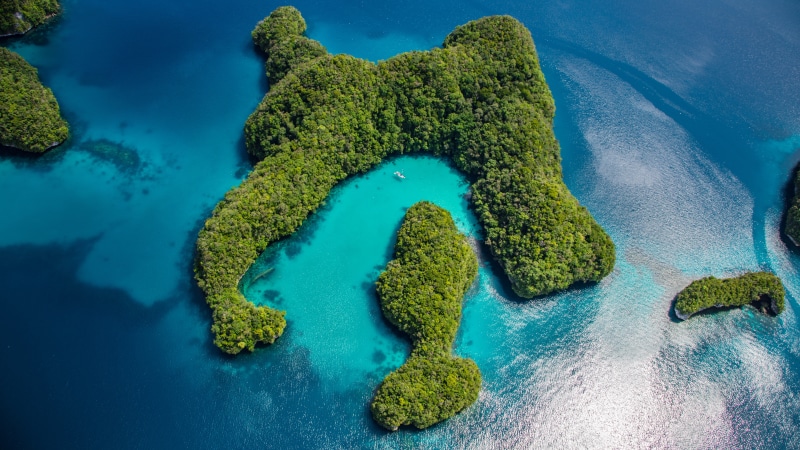 green, ocean, Palau, 8k, 8K, Philippines, aerial, photography, blue, islands, island, sea