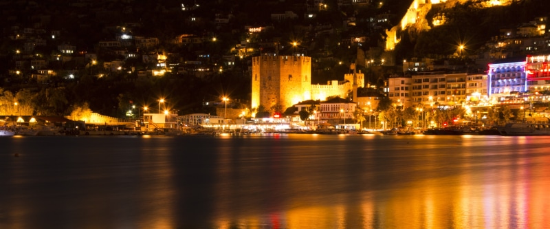 nature, marine, 5K, city, architecture, light, water, transportation, alanya, antalya mediterranean, antalya, built structure, building, city life, building exterior