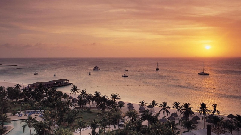nature and landscapes, radisson, sunset, resort, 1080P, reort, aruba, boats