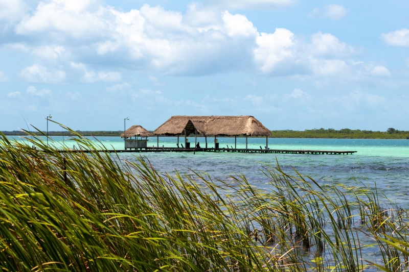 grass, cloud - sky, day, architecture, house, lake, laguna, sea, outdoors, bacalar, water, building, holiday, palapa, no people, 5K, nature, scenics - nature