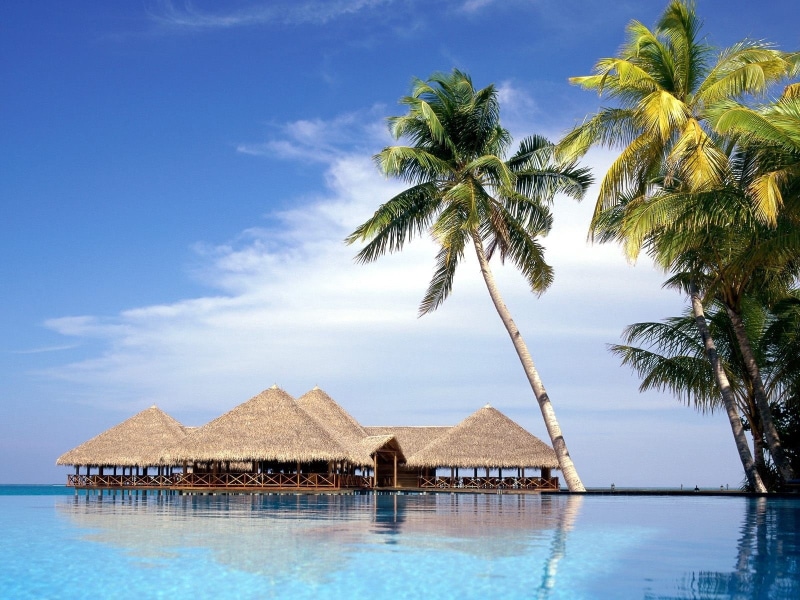 no People, cloud - sky, sea, landscape, travel, caribbean Sea, palapa, lagoon, scenics, tree, hotel, tourist Resort, residential district, palm Tree, outdoors