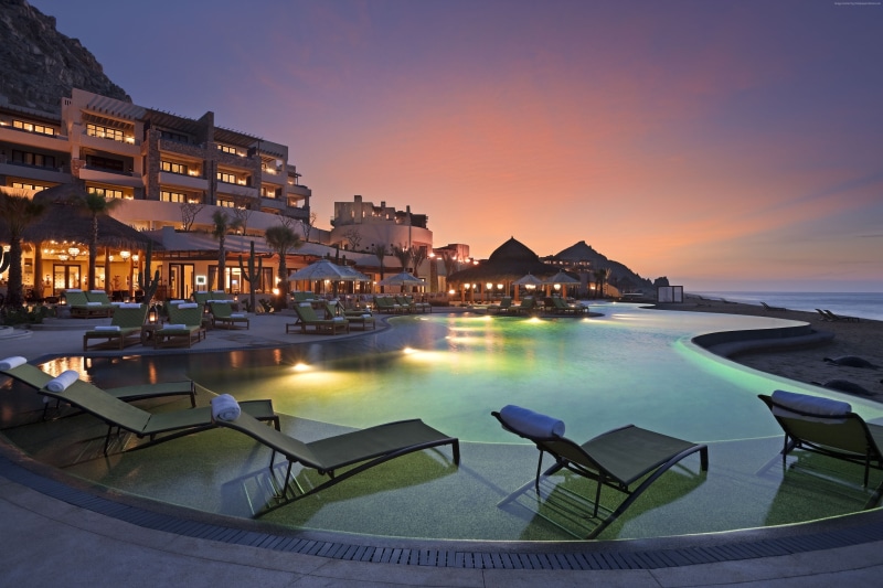 travel, pool, Cabo San Lucas, sunrise, booking, Mexico, light, 4K, Hotel, Resort, sunset, vacation, sunbed