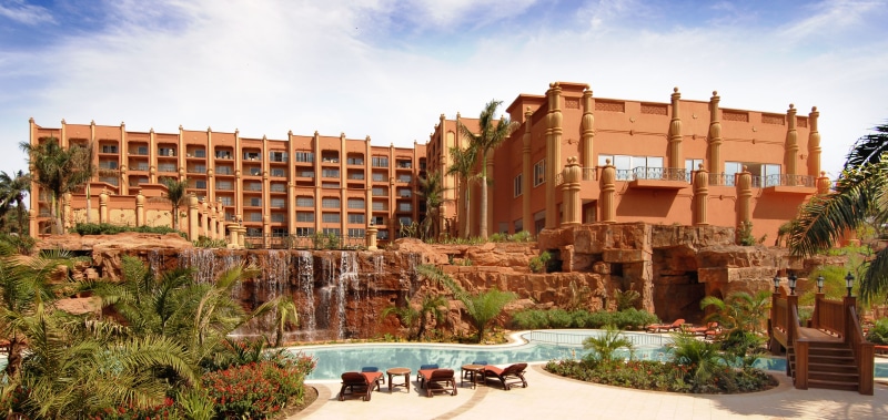 4K, resort, Hotel, travel, sunbed, water, waterfall, orange, Uganda, Kampala Serena, booking, vacation, pool