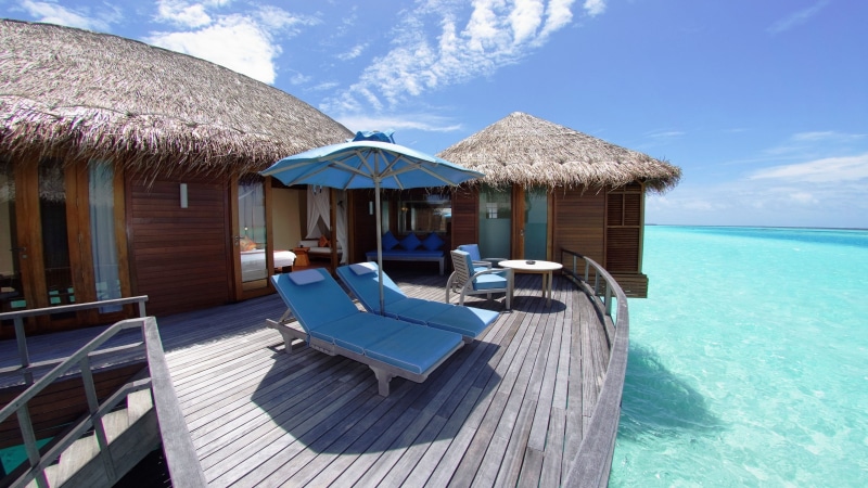 vacation, Best Hotels of 2017, sunbed, travel, resort, Best Beaches in the World, outdoor, lounge, wooden, Maldives, hut, tourism, 4K, chaise, Anantara