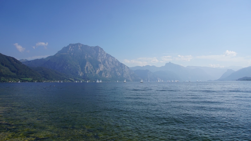travel, idyllic, mountain, sea, gmunden, sky, holiday, mountain range, no people, mountain peak, tranquility, water, blue, environment, cloud - sky, austria