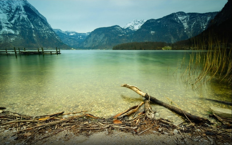 cloud - sky, plant, cold temperature, nature, tranquil scene, situated, hallstat, wood, 2K, mountain, shores, tree, district, no people, beauty in nature