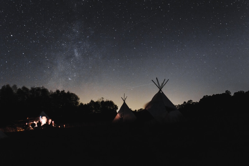 dark, tents, no people, tree, stars, astronomy, camping, nature, star field, tranquility, tranquil scene, two, 5K, outdoor, galaxy, plant, night, beauty in nature