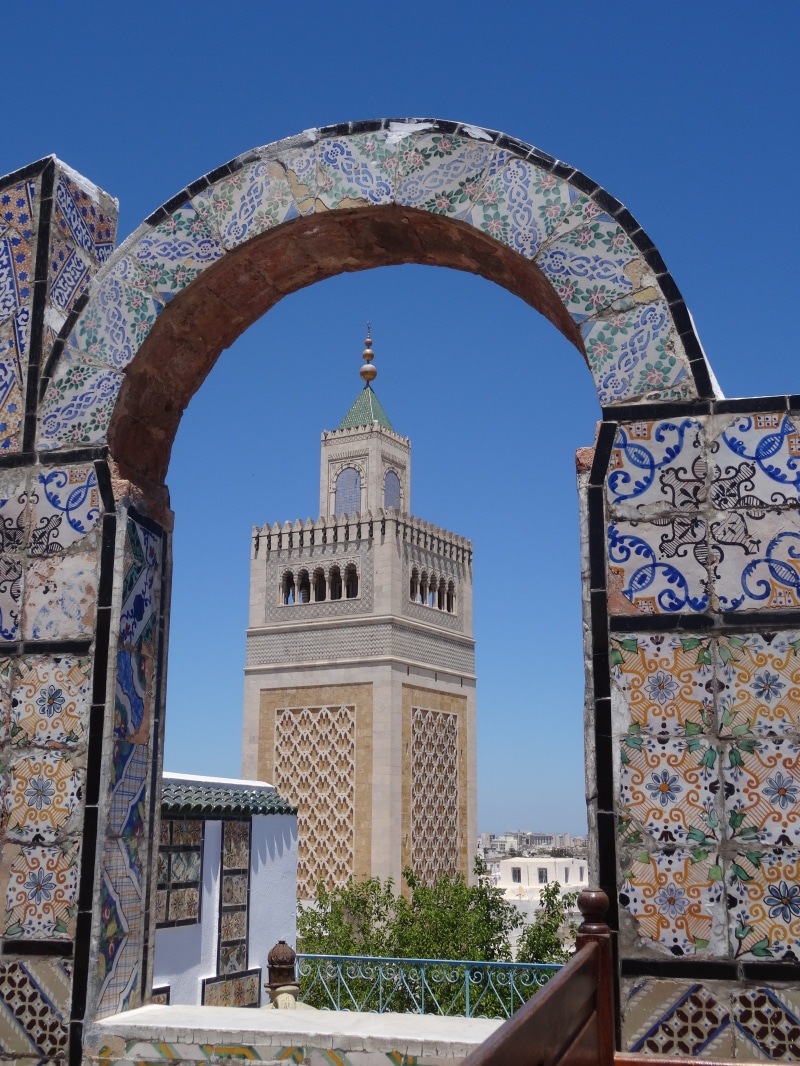 travel destinations, blue, arabic, tower, tunisia, building, mosque, ornate, history, tourism, muslim, travel, the past, no people, nature, 5K, medina