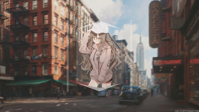 Futaba Rio, picture-in-picture, anime, anime girls, 4K
