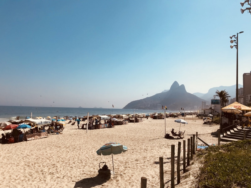 transportation, vehicle, beach, ocean, soil, sand, ground, 4K, scenics - nature, beach umbrella, building, outdoors, brazil, tranquil scene, tranquility