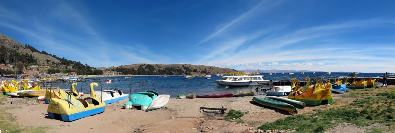 tourism, bolivia, scenics - nature, architecture, landscape, beauty in nature, scenery, copacabana, land, sky, vacations, titicaca, boat, travel destinations