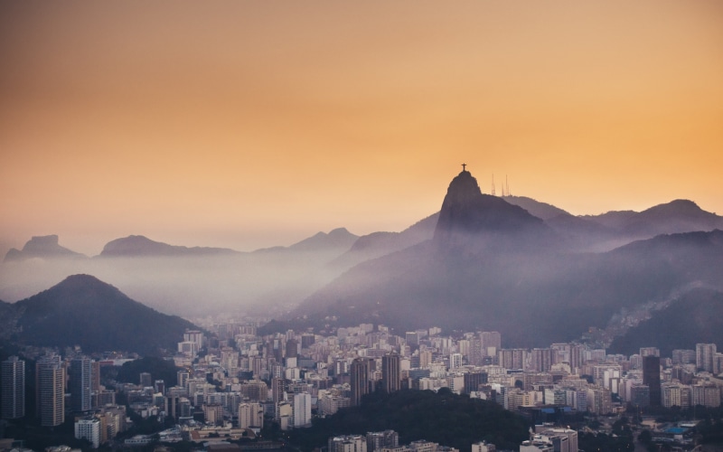de, mountains, evening, Rio de Janeiro, rio, 2K, janeiro, Botafogo, fog, Christ, Corcovado