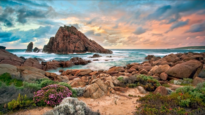 Coast, Stones, 1080P, Sunset, Western, Beach, Australia