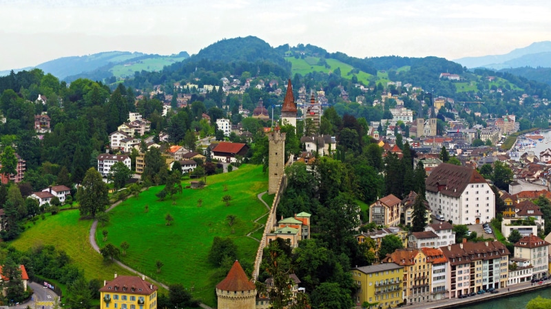 plant, 2K, houses, architecture, Switzerland, residential district, crowded, town, mountains, townscape, trees, tree, nature, cityscape, mountain range