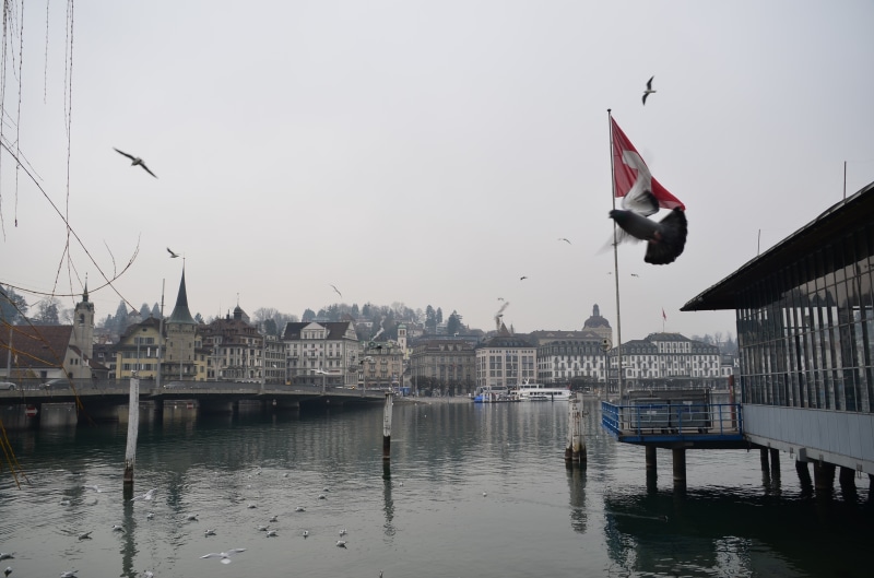 skyline, lake, 2K, nautical vessel, water, cityscape, flag, built structure, day, transportation, scenic, city, nature, dock, urban, reflection, luzern