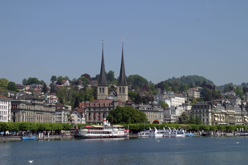 outdoors, lucerne, no people, tree, sky, built structure, architecture, cityscape, mode of transportation, place of worship, travel, europe, building, travel destinations