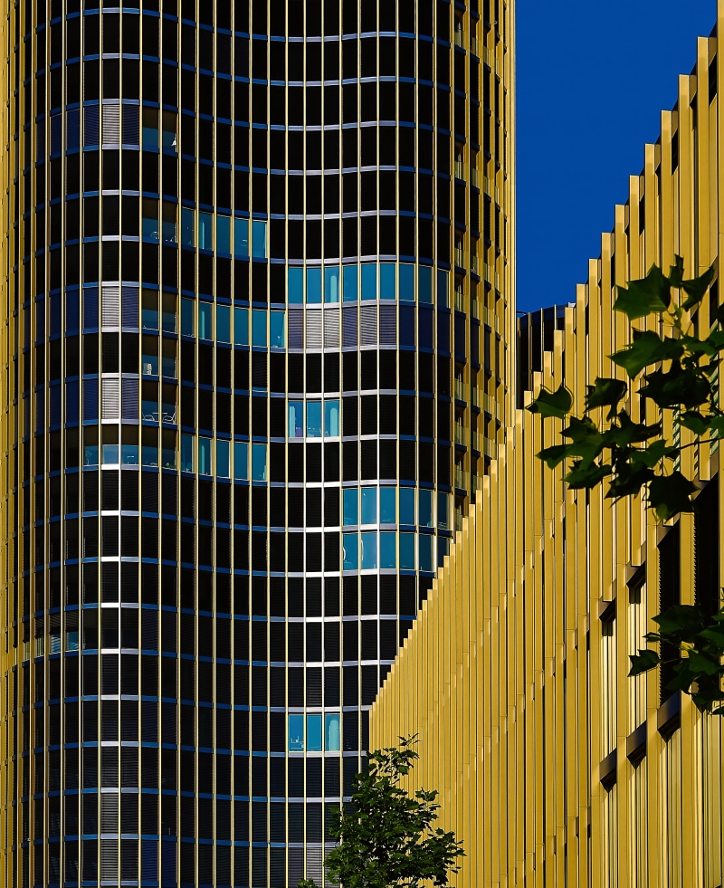 window, downtown, day, concrete, architecture, building, modern, urban, office, luzern, glass, bronze, office building, perspective, 5K, skyscraper, built structure
