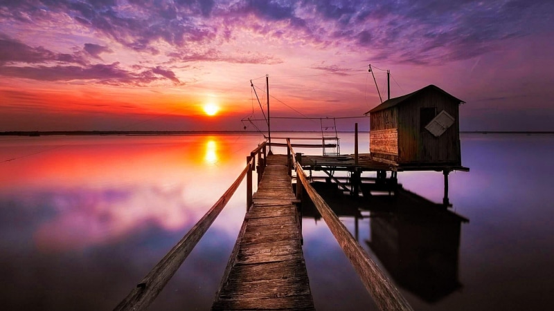 boathouse, jetty, cloud, architecture, tranquility, pier, sky, nature, no people, afterglow, stunning, sea, cloud - sky, beauty in nature, sunrise, dusk
