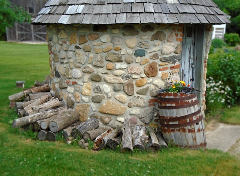 stone wall, shed, weathered, building, stone, house, solid, field, wood - material, 4K, day, texture, wall, hut, grass, no people, woodpile, outbuilding