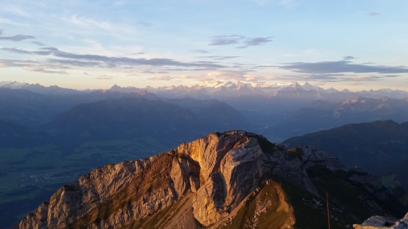 mountain, landscape, sky, outdoors, environment, nature, non-urban scene, formation, morgenstimmung, central switzerland, scenics - nature, physical geography