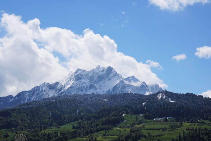 day, non-urban scene, nature, snowcapped mountain, tranquility, range, lucerne, pilatus, tranquil scene, mountain peak, sky, mountain, tree, outdoors, beauty in nature
