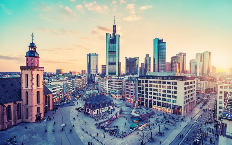 architecture, concrete, building exterior, travel destinations, financial district, modern, urban skyline, nature, 1080P, sky, Frankfurt, office, city