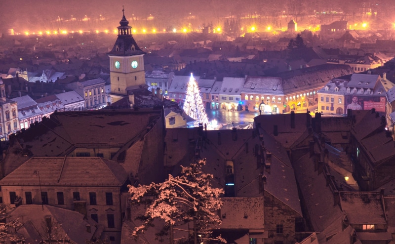 place of worship, piata sfatului, Others, building exterior, nature, the city center, Travel, cityscape, Lights, medieval city, illuminated, 4K, beige