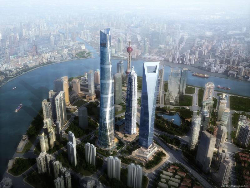 architecture, shanghai towers, Cityscapes, tall - high, office building exterior, skyscraper, no people, towers, high, bay, pollution, building exterior