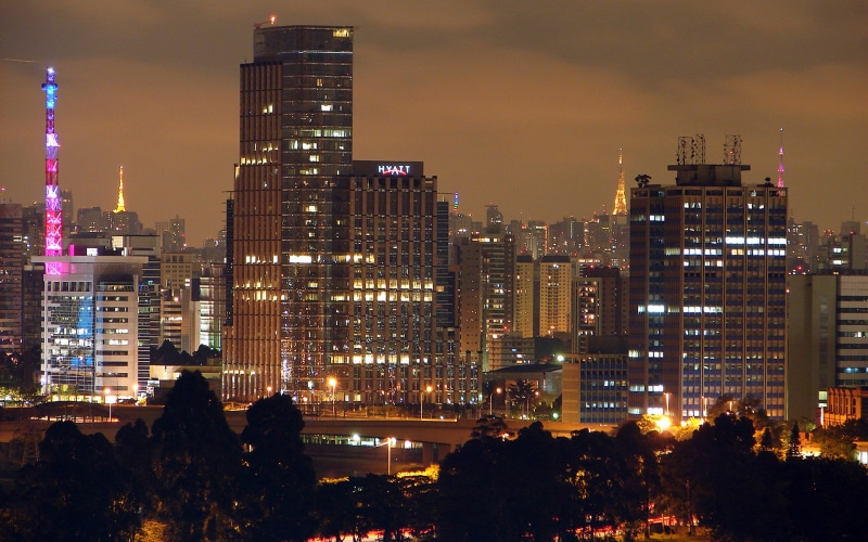 landscape, metropole, brazil, building, sao, night, urban, city, 4K, paulo