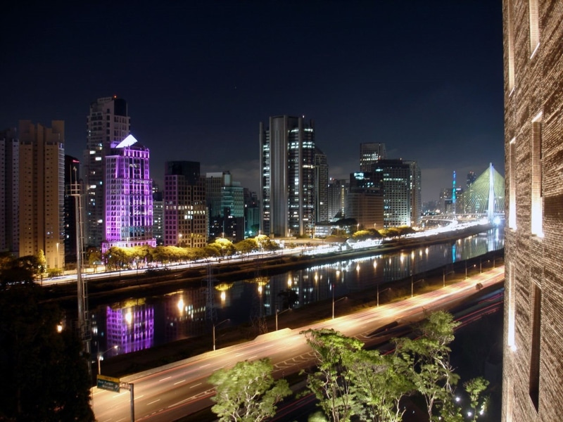 sao, 4K, brazil, night, river, paulo, urban, city, building, metropole, landscape