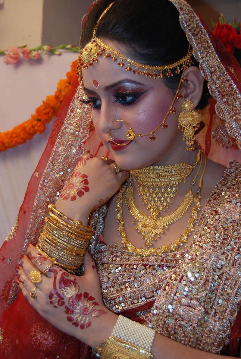 Bride, Bangladesh, adult, jewelry, indoors, beautiful woman, traditional clothing, Cute, Woman, clothing, red, portrait, dress, young adult, love, one person