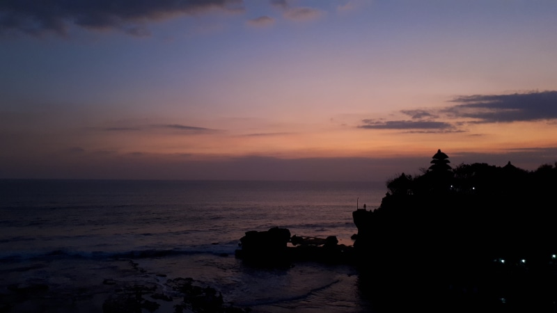 land, nature, horizon over water, tranquil scene, rock, sea, beach, island, no people, indonesia, tanah lot, silhouette, 2K, water, bali, sunset, outdoors