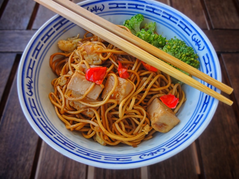 restaurant, kitchen, healthy eating, garnish, 2K, chopstick, table, asian food, meal, red pepper, indoors, high angle view, ready-to-eat, breakfast, food and drink
