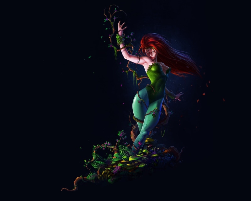 adult, digital composite, redhead, 1080P, full length, clothing, fashion, women, indoors, DC Comics, one person, cut out, black background, elegance, young women