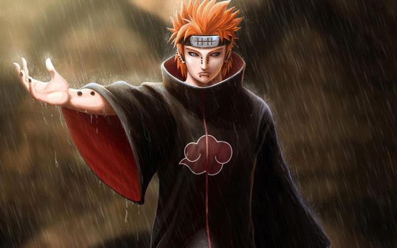 anime, rain, 1080P, Akatsuki, Naruto Shippuuden, Pein, redhead