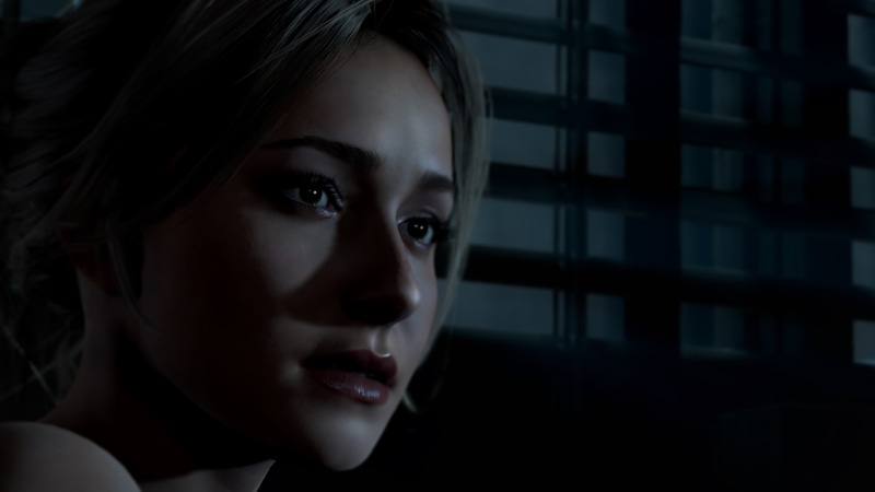 Until Dawn, depression - sadness, beautiful woman, close-up, human face, contemplation, one person, looking at camera, headshot, human body part, video games