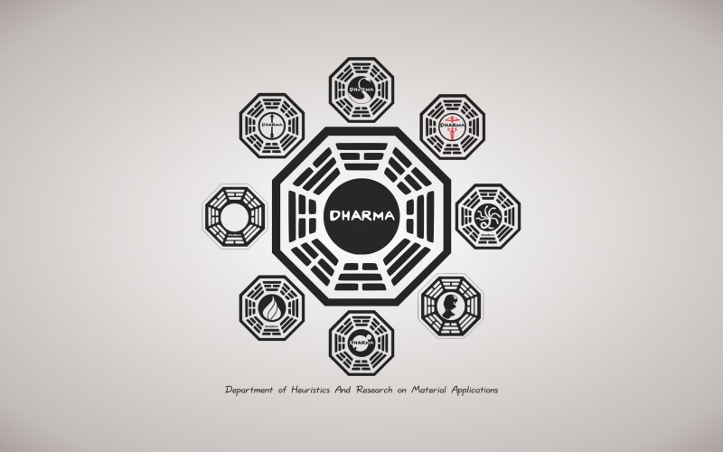 abcs" lost", 2K, television, dharma, logo, illustration, grey, fictional, digitalcomposition, digitalillustration, blackandwhite, initiative